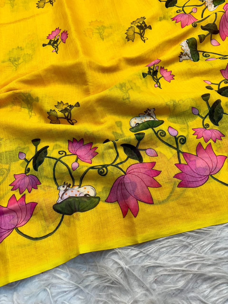 MG 535 Plain Linen Digital Printed Designer Saree Wholesale In India